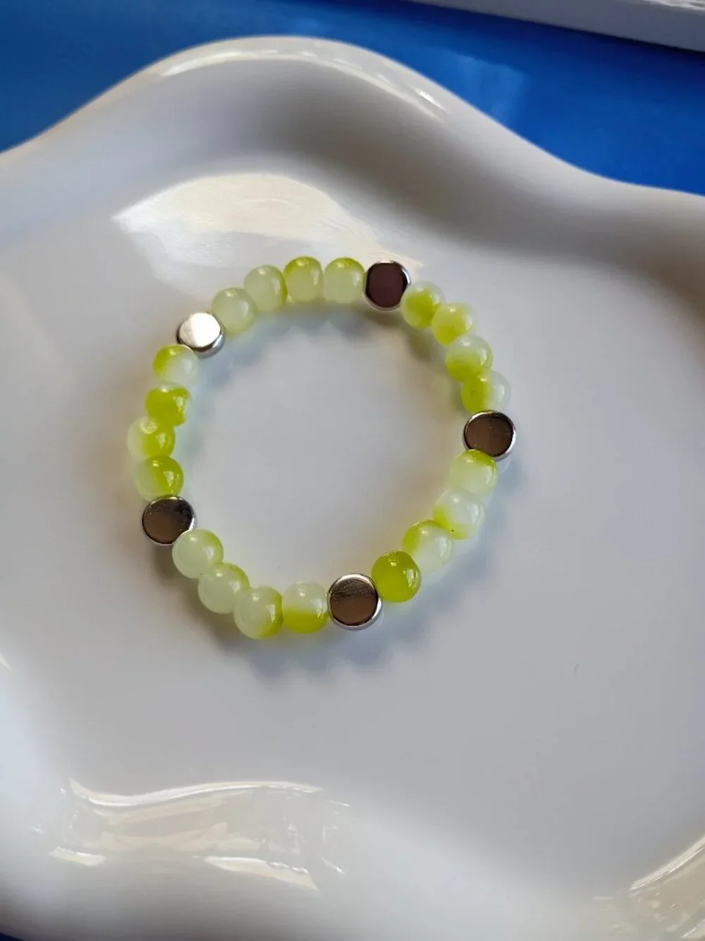 Green & Lime 3-Piece Kids Bracelet Stack, Handmade Beaded Bracelets, 5 inches